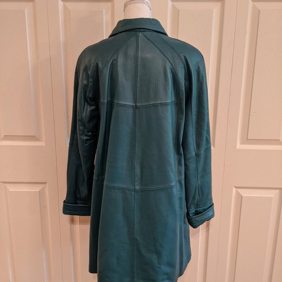 Excelled Collection Teal 100% Leather Coat NWT - Picture 2 of 15
